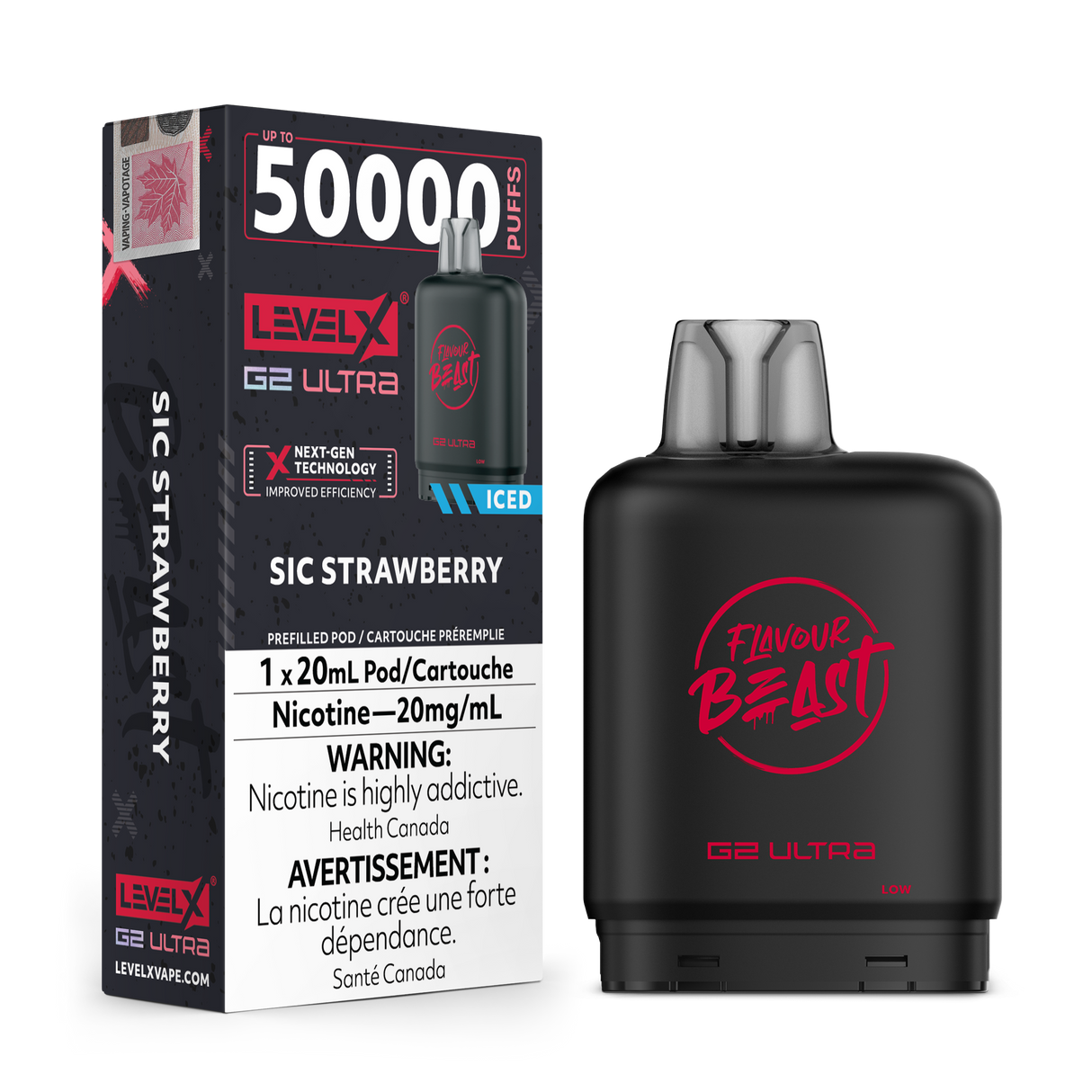 Sic Strawberry Iced - LEVEL X FLAVOUR BEAST BOOST G2 ULTRA 50K - 20ml