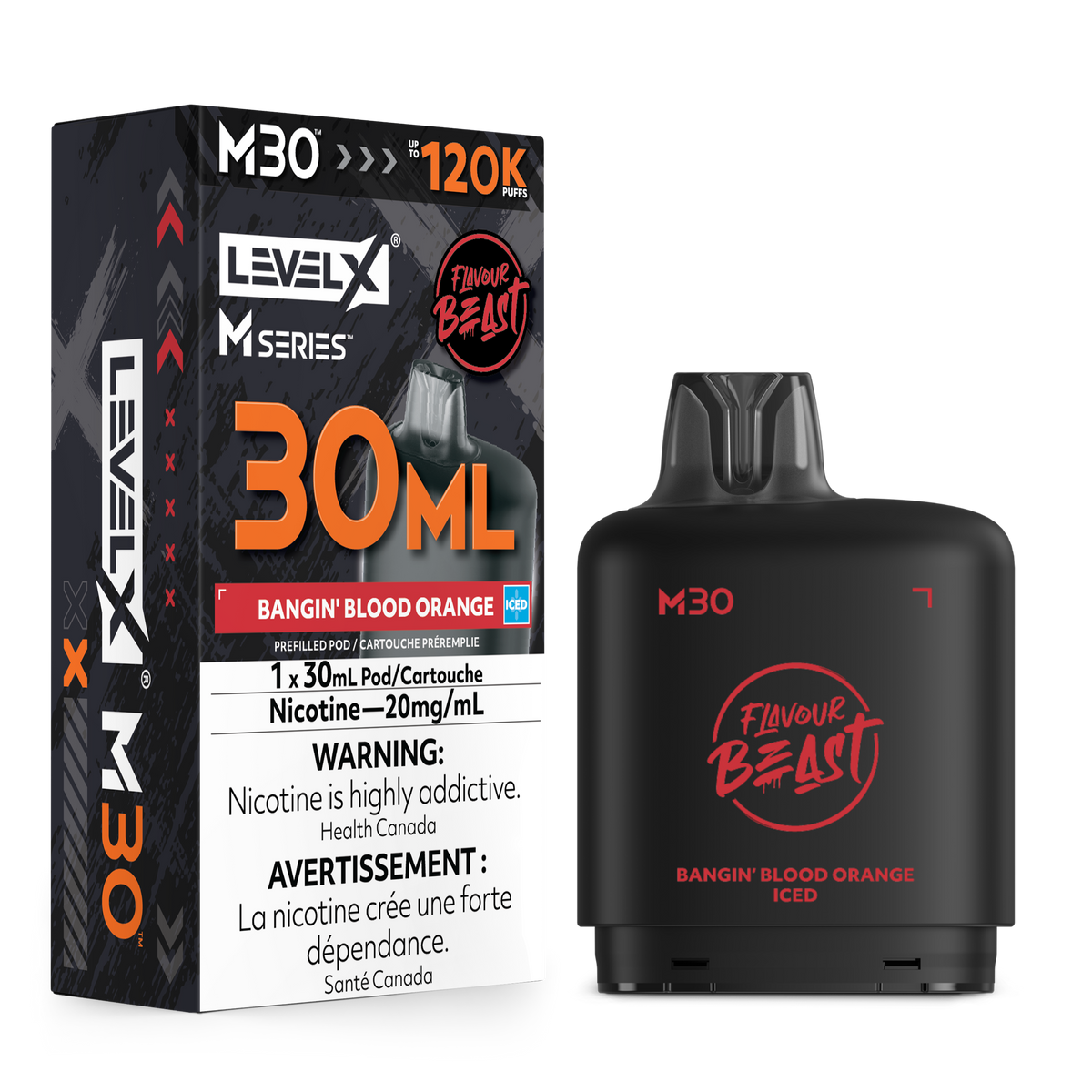 Level X M30 FB 120K - Bangin' Blood Orange Iced - 30mL