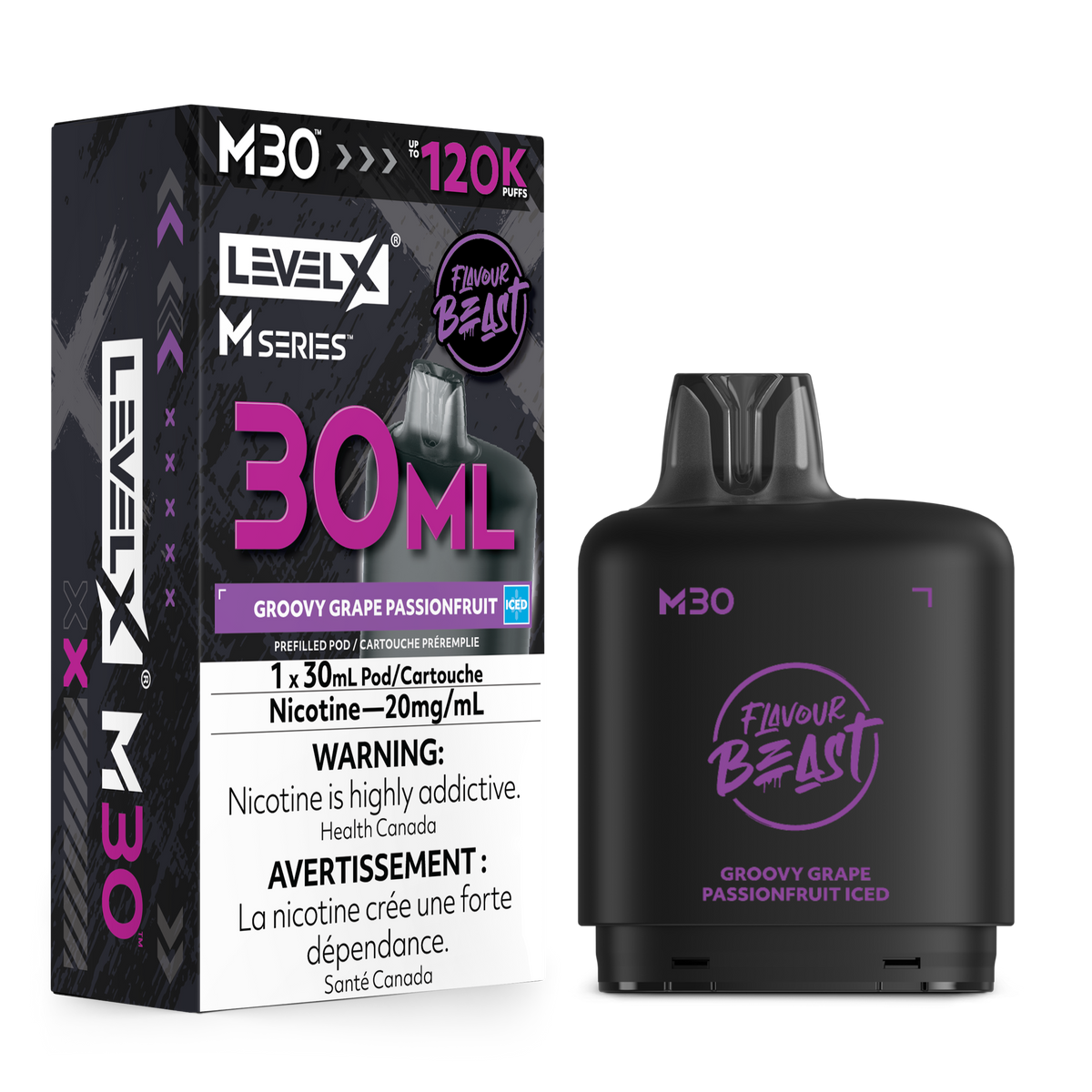 Level X M30 FB 120K - Groovy Grape Passionfruit Iced - 30mL