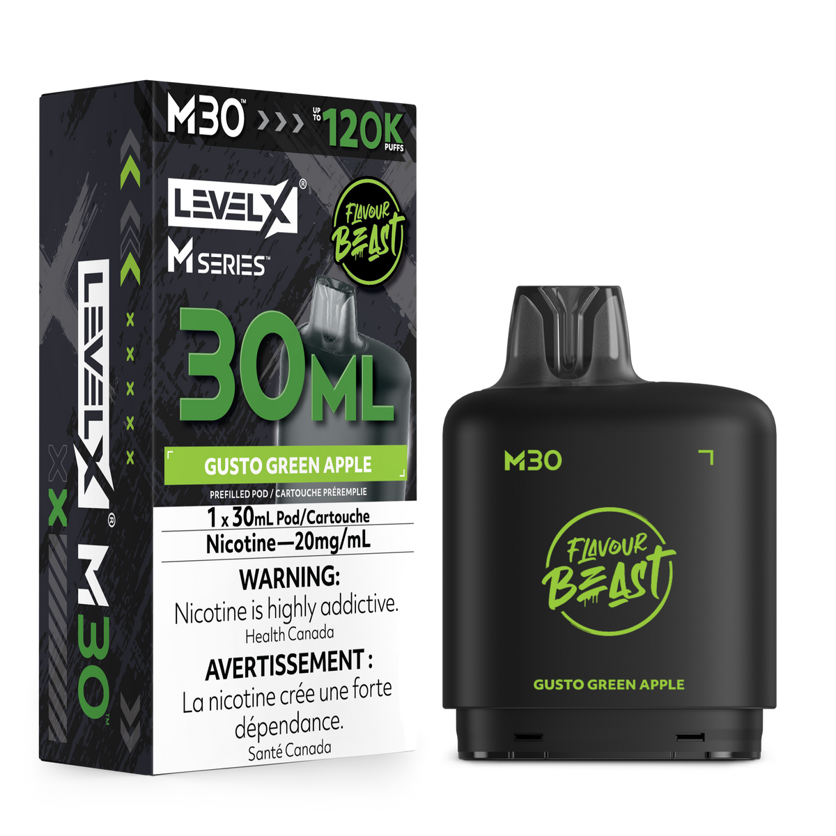 Level X M30 FB 120K - Gusto Green Apple - 30mL