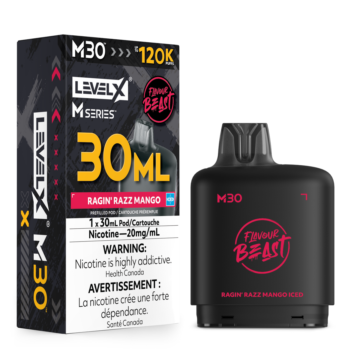 Level X M30 FB 120K - Ragin' Razz Mango Iced - 30mL