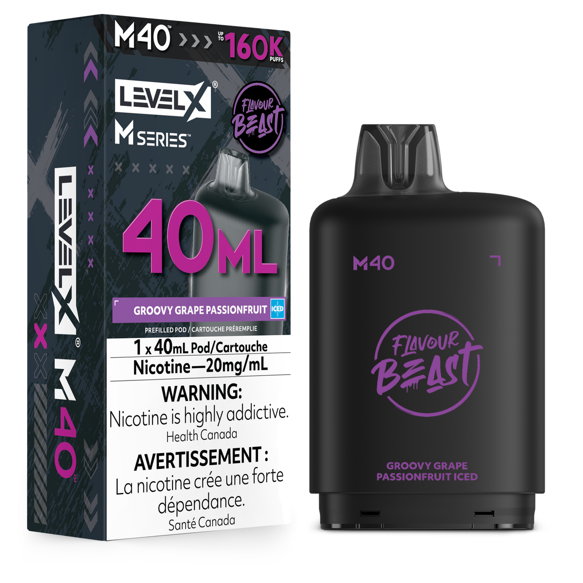 Level X Flavour Beast M40 160K - Groovy Grape Passionfruit Iced  - 40mL