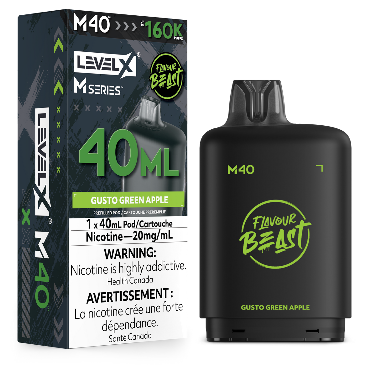 Level X Flavour Beast M40 160K - Gusto Green Apple  - 40mL