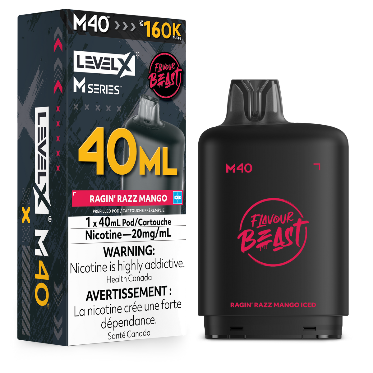 Level X Flavour Beast M40 160K - Ragin' Razz Mango Iced  - 40mL