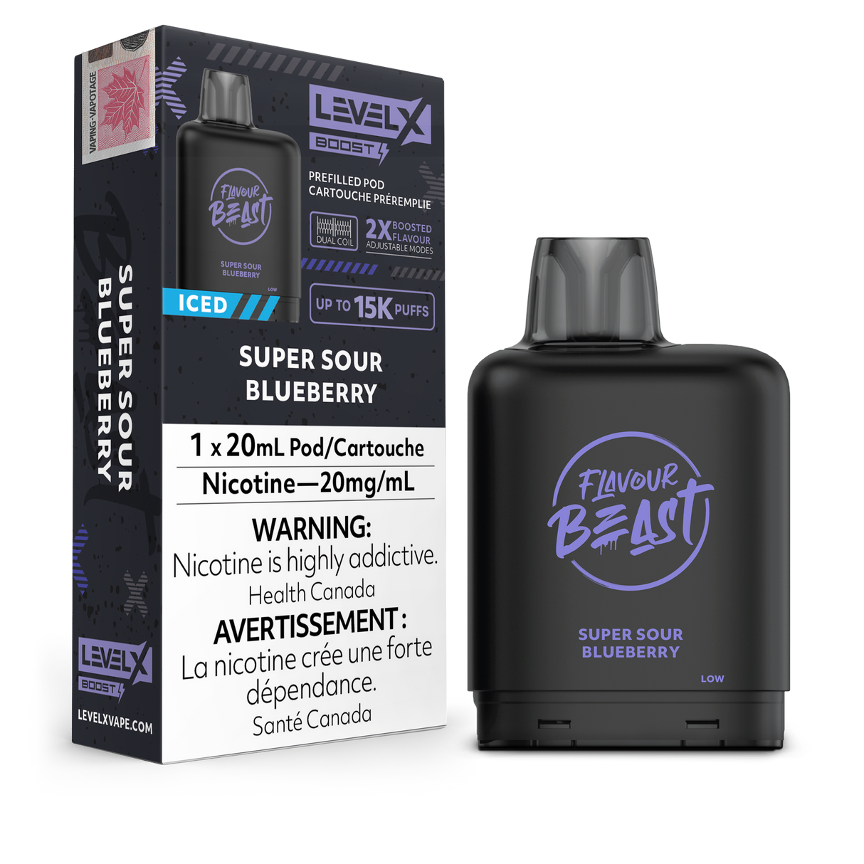Super Sour Blueberry Iced - LEVEL X FLAVOUR BEAST BOOST G2 25K - 20ml