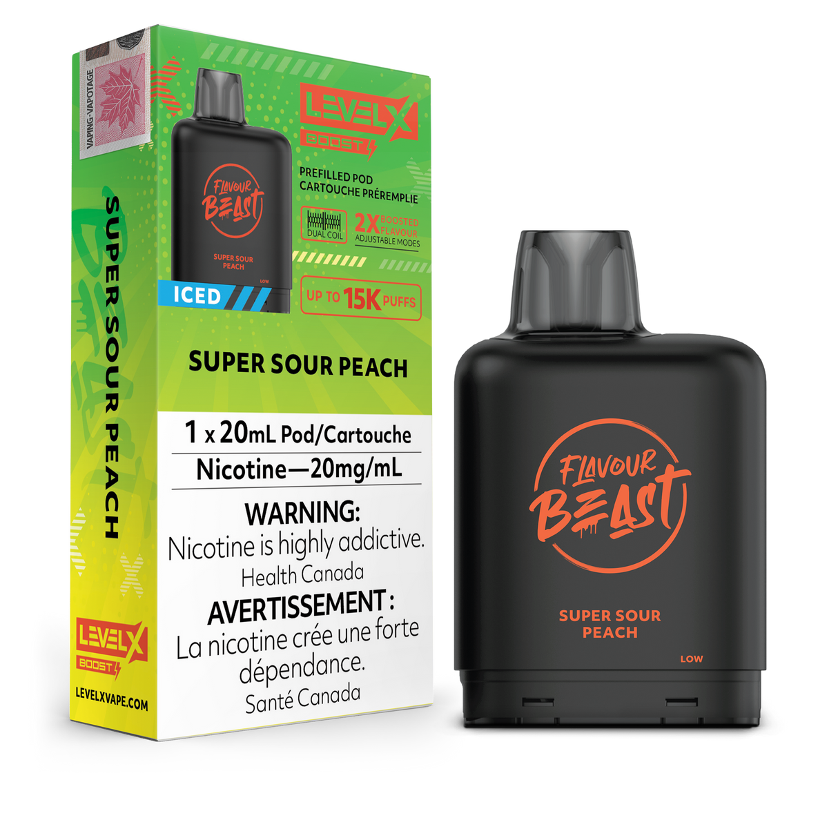 Super Sour Peach Iced - LEVEL X FLAVOUR BEAST BOOST G2 25K - 20ml